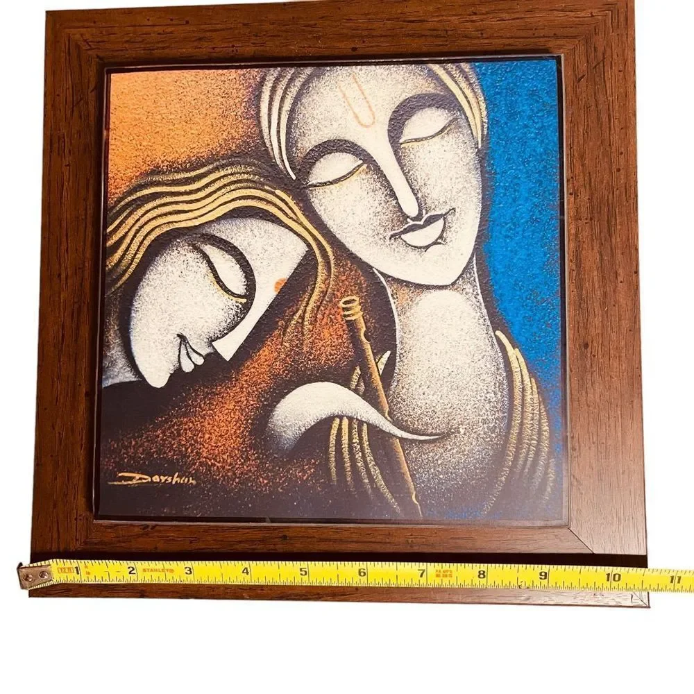 NEW! Om Arts Modern Art Radha Krishna Indian Art Paintings Reprint Oil Painting - Picture 2 of 7